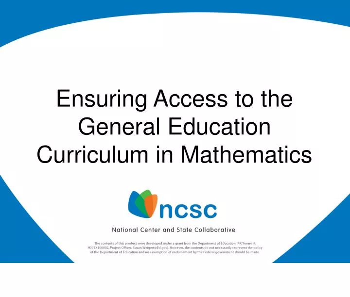 ensuring access to the general education curriculum in mathematics