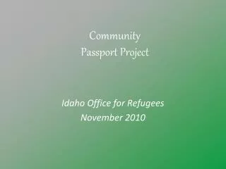 Community Passport Project