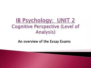 IB Psychology: UNIT 2 Cognitive Perspective (Level of Analysis)