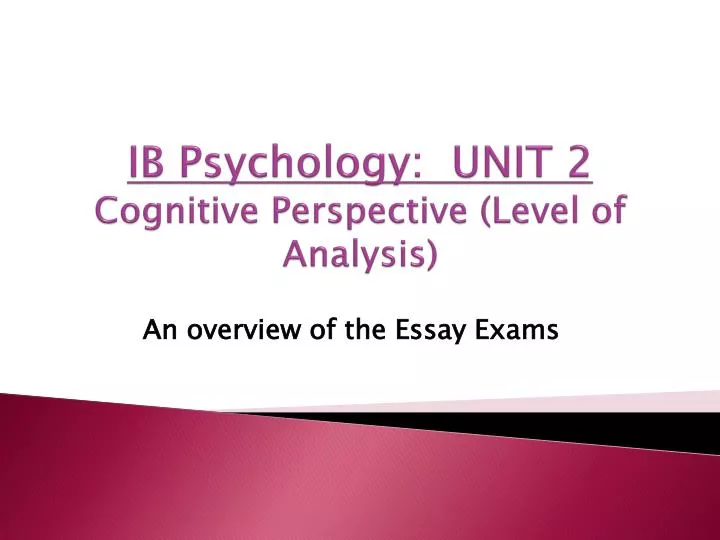 ib psychology unit 2 cognitive perspective level of analysis