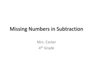 Missing Numbers in Subtraction