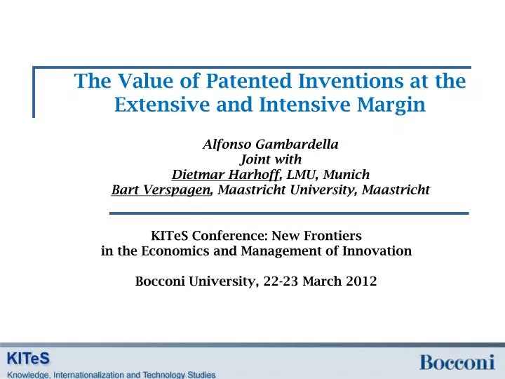 the value of patented inventions at the extensive and intensive margin