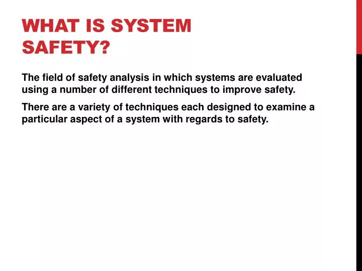 what is system safety