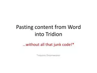 Pasting content from Word into Tridion