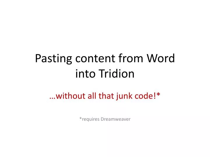 pasting content from word into tridion