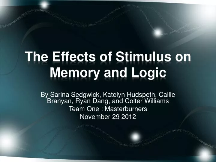 the effects of stimulus on memory and logic