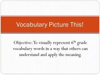 Vocabulary Picture This!