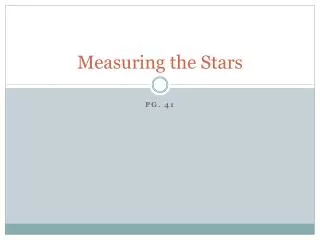 Measuring the Stars