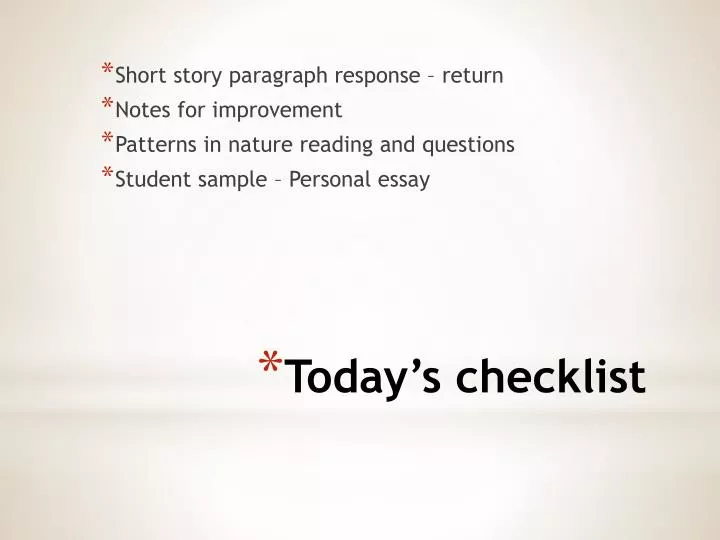today s checklist