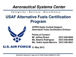 USAF Alternative Fuels Certification Program