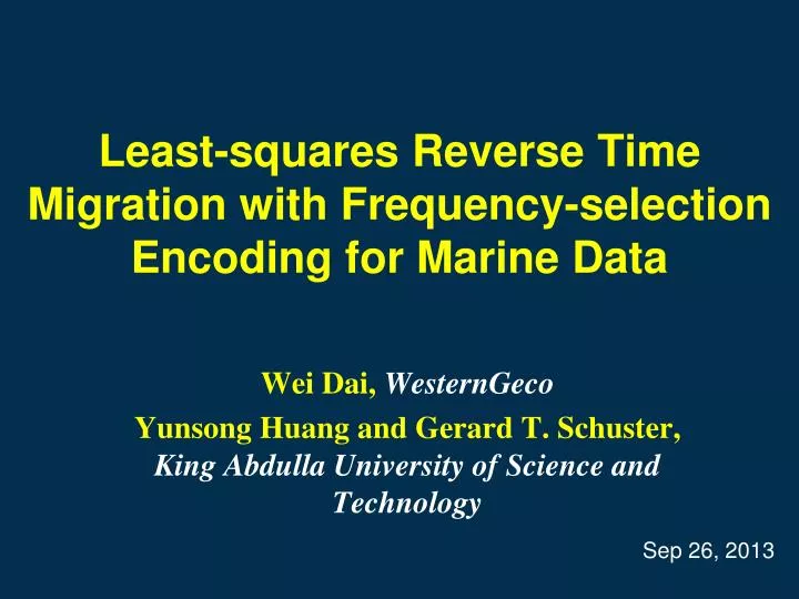 least squares reverse time migration with frequency selection encoding for marine data