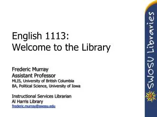 English 1113: Welcome to the Library