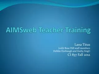 AIMSweb Teacher Training