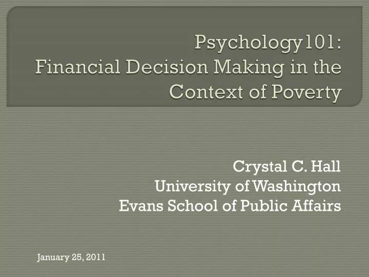 psychology101 financial decision making in the context of poverty