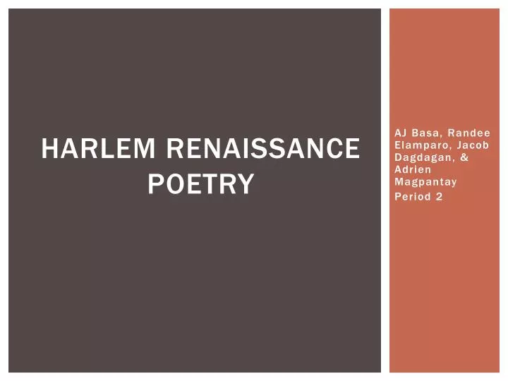 harlem renaissance poetry