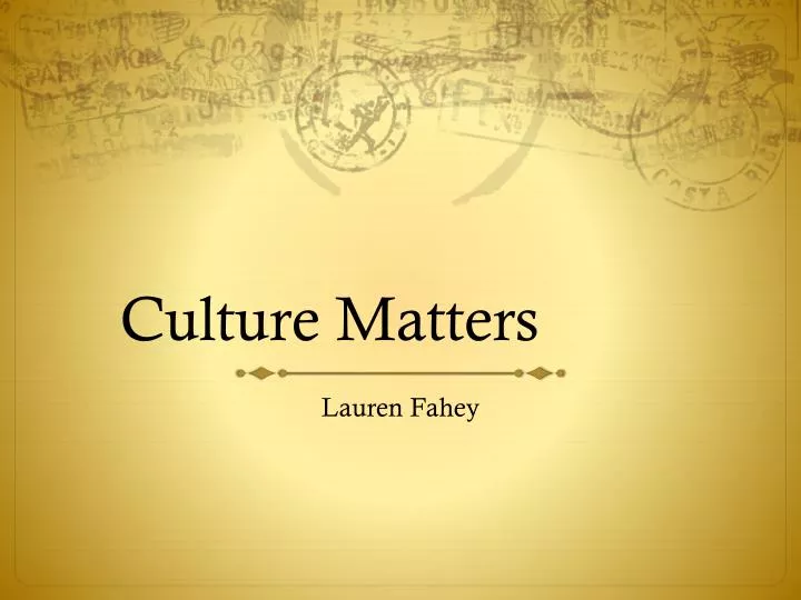 culture matters