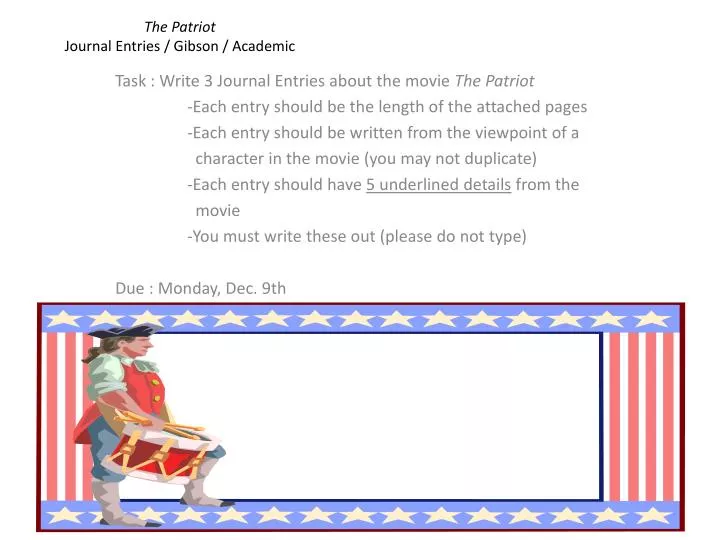 the patriot journal entries gibson academic