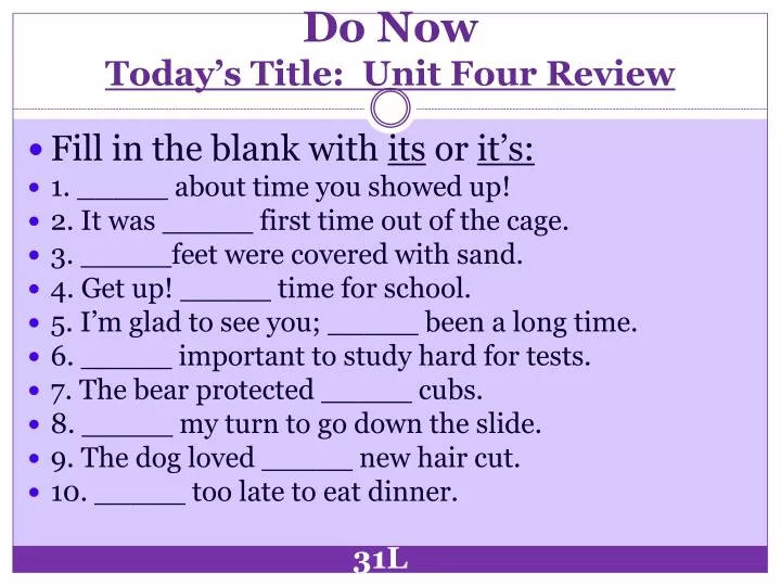 do now today s title unit four review