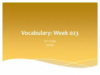 Vocabulary: Week 023