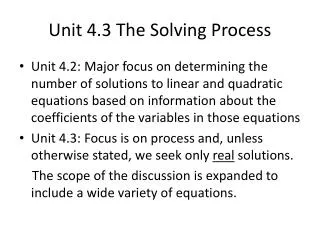 Unit 4.3 The Solving Process