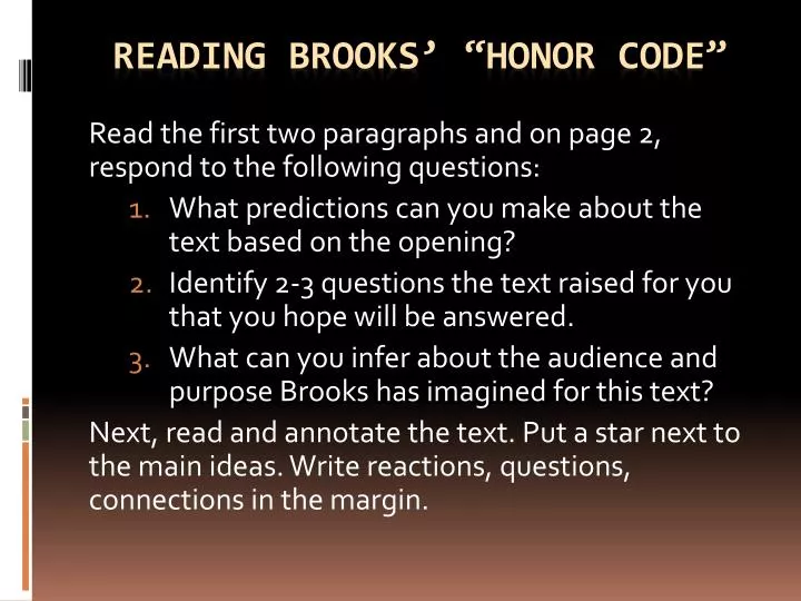 reading brooks honor code