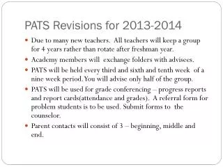 PATS Revisions for 2013-2014