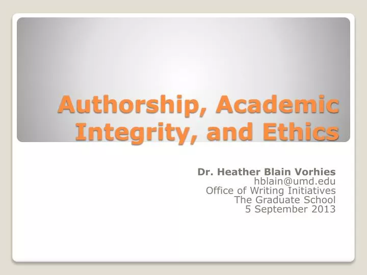 authorship academic integrity and ethics