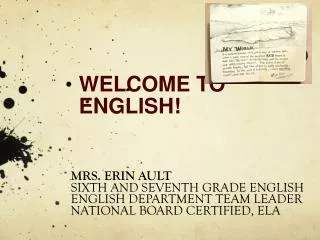 WELCOME TO ENGLISH!