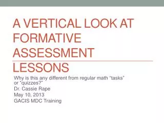 a vertical look at formative assessment lessons