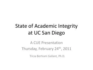 State of Academic Integrity at UC San Diego
