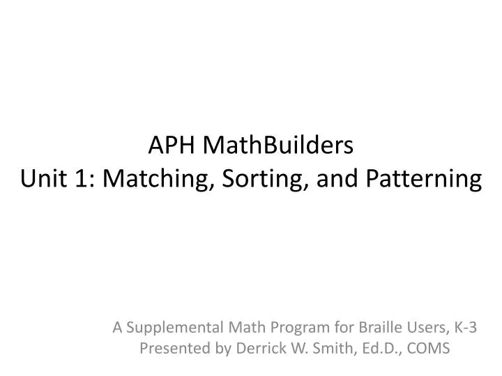aph mathbuilders unit 1 matching sorting and patterning