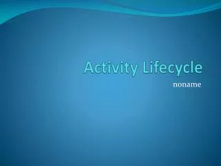 Activity Lifecycle