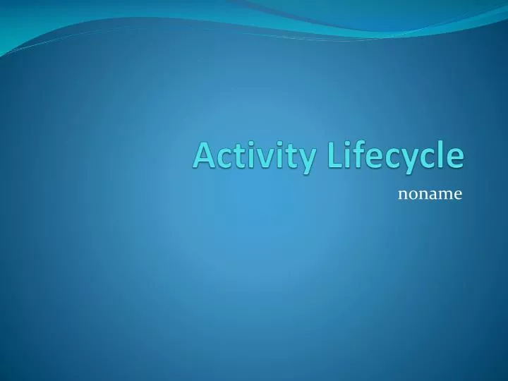 activity lifecycle