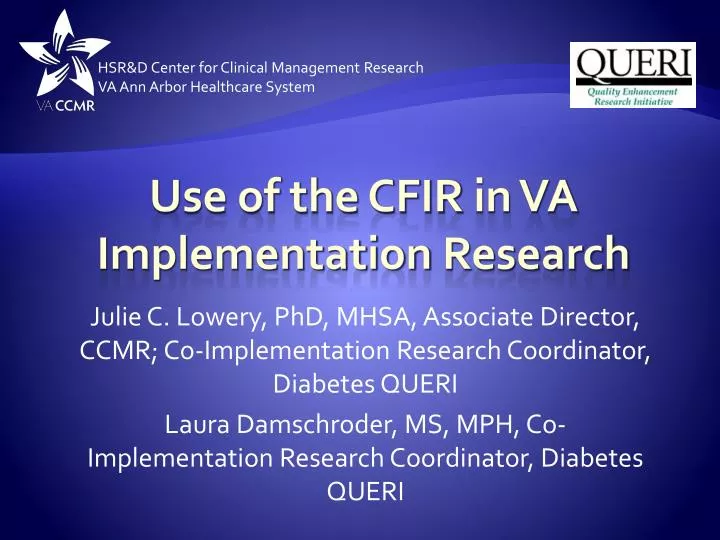 use of the cfir in va implementation research