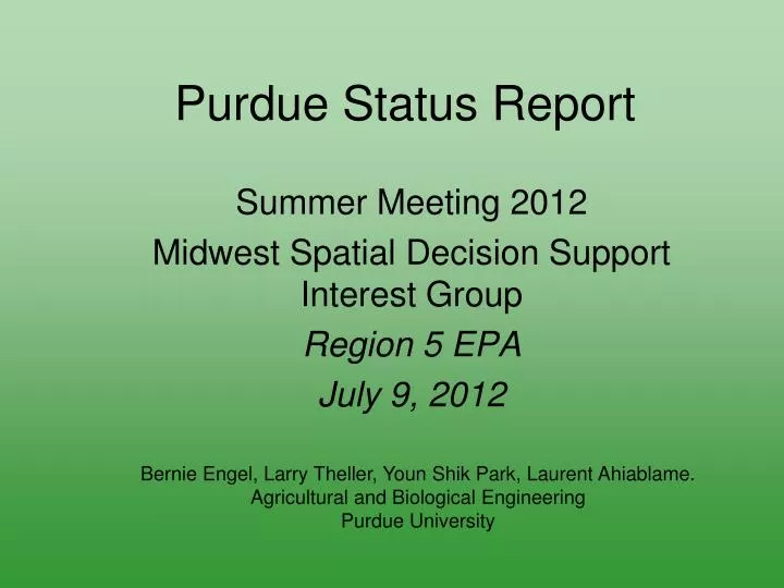 purdue status report