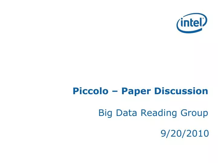 piccolo paper discussion big data reading group
