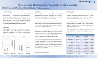 Ealing Hospital 	NHS Trust	 Uncomplicated Miscarriages: To operate or not to operate?