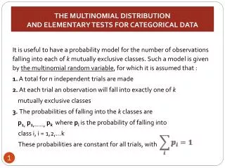 THE MULTINOMIAL DISTRIBUTION AND ELEMENTARY TESTS FOR CATEGORICAL DATA