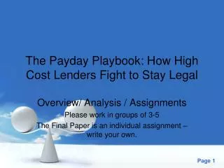The Payday Playbook: How High Cost Lenders Fight to Stay Legal