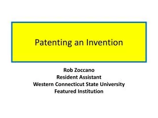 Patenting an Invention