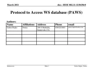 Protocol to Access WS database (PAWS)