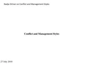 Conflict and M anagement Styles