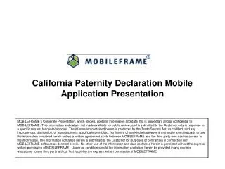 California Paternity Declaration Mobile Application Presentation