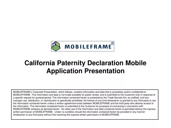 california paternity declaration mobile application presentation