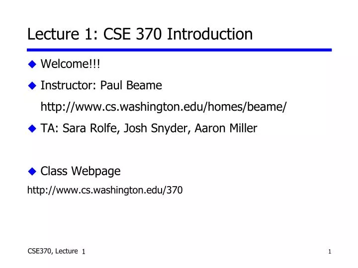 lecture 1 cse 370 introduction