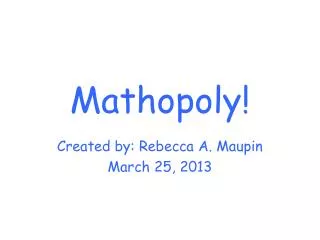 Mathopoly !