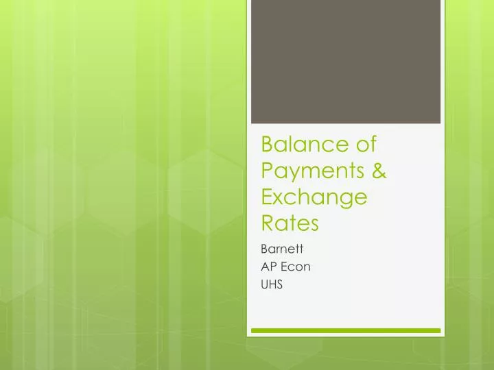 balance of payments exchange rates
