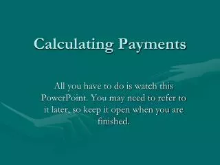 calculating payments
