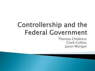 Controllership and the Federal Government