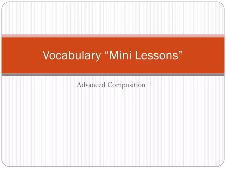 vocabulary mini lessons